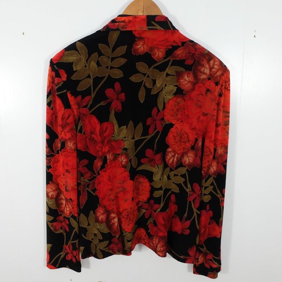 Vintage Blazer Tank Top Set Womens 12 Black Red Floral Lightweight Beads 70s 80s - Picture 5 of 10